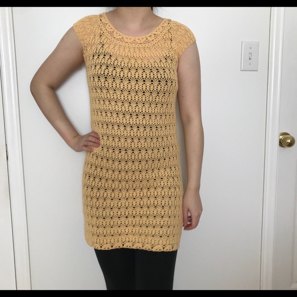 Handmade Yellow Crochet Dress with Cap Sleeves - Picture 5 of 5